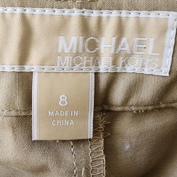 Michael Kors Ankle Length Pants | Women's 8 | Light Tan Zip Pockets Cotton Blend - Picture 6 of 7